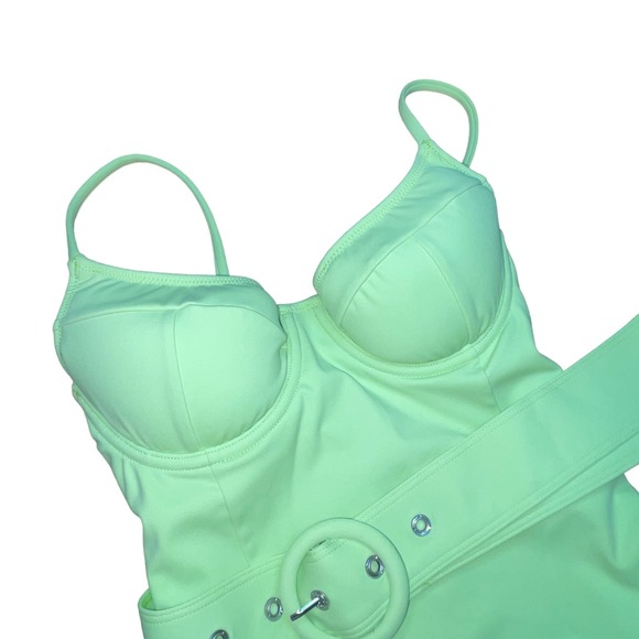 Jonathan SIMKHAI Noa Belted Underwire One Piece Swimsuit LIME XS - Picture 3 of 14